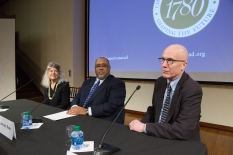 From left to right: Jennifer Hochschild, Lawrence Bobo, and Charles Stewart discuss populism at the House of the Academy in Cambridge, MA.